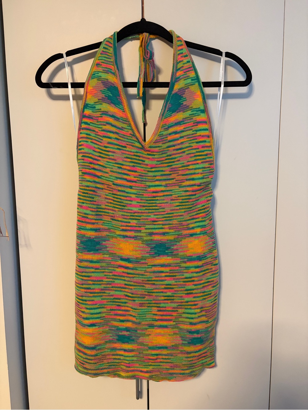 Bright Multicolor Halter Knit Dress